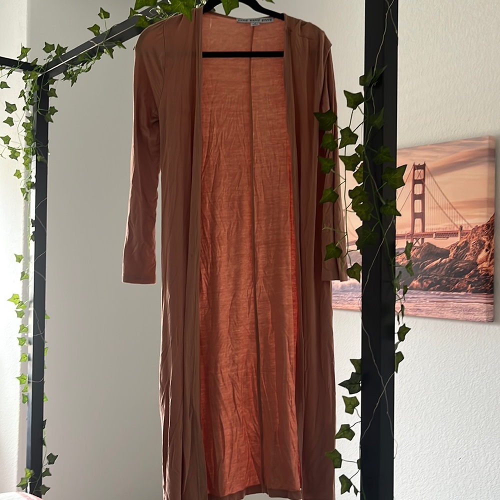 Knee length peach cardigan